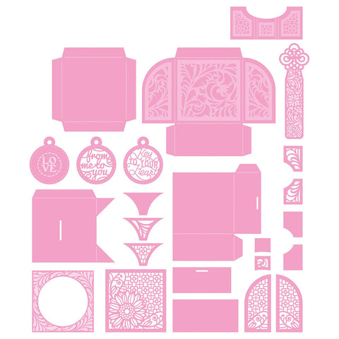 Tonic Studios Die Cutting Ribbon and Key Gift Box Die Set - 5242e