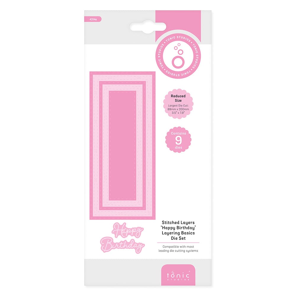 Tonic Studios Die Cutting Stitched Layers 'Happy Birthday' Layering Basics Die Set - 4314E