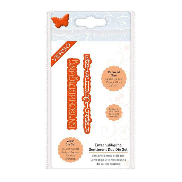 Tonic Studios Die Cutting Tonic Studios - Entschuldigung - Deutsche Grüße Duo Stanzschablone Set - 2737E